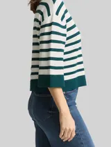 TOM TAILOR Damen Loose Fit Cardigan mit Streifenmuster, grün, Gestreift – Bild 6