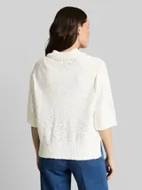 TOM TAILOR Damen Loose Fit Bouclé Cardigan mit Kragen, weiß, Uni – Bild 5