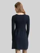 TOM TAILOR DENIM Damen Mini-Kleid mit Rippstruktur, blau, Uni – Bild 5