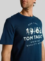 TOM TAILOR Herren T-Shirt mit Logo-Print, blau, Meliert – Bild 6