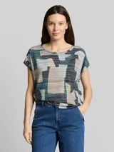 TOM TAILOR Damen T-Shirt mit Muster, grün, Gemustert – Bild 4