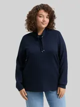 TOM TAILOR Damen Plus Size - Scuba Sweatshirt mit Stehkragen, blau, Uni – Bild 4