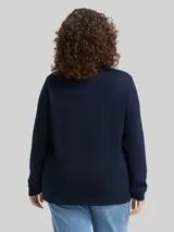 TOM TAILOR Damen Plus Size - Scuba Sweatshirt mit Stehkragen, blau, Uni – Bild 5