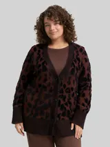 TOM TAILOR Damen Plus Size - Loose Fit Cardigan mit Leo-Muster, braun, Animalprint – Bild 4