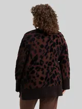 TOM TAILOR Damen Plus Size - Loose Fit Cardigan mit Leo-Muster, braun, Animalprint – Bild 5