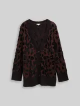TOM TAILOR Damen Plus Size - Loose Fit Cardigan mit Leo-Muster, braun, Animalprint – Bild 3