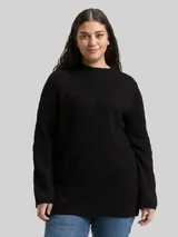 TOM TAILOR Damen Plus Size - Strickpullover mit Glitzer-Effekt, schwarz, Animalprint – Bild 4