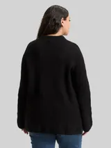 TOM TAILOR Damen Plus Size - Strickpullover mit Glitzer-Effekt, schwarz, Animalprint – Bild 5