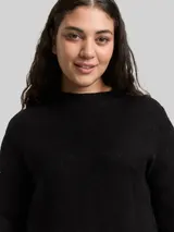 TOM TAILOR Damen Plus Size - Strickpullover mit Glitzer-Effekt, schwarz, Animalprint – Bild 6