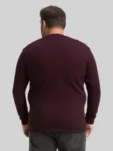 TOM TAILOR Herren Plus Size - Langarmshirt mit Logo-Badge, rot, Meliert – Bild 5