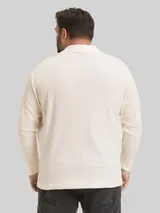 TOM TAILOR Herren Plus Size - Langarm Poloshirt mit Waffelstruktur, braun, Uni – Bild 5