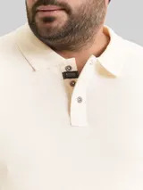 TOM TAILOR Herren Plus Size - Langarm Poloshirt mit Waffelstruktur, braun, Uni – Bild 6