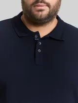 TOM TAILOR Herren Plus Size - Langarm Poloshirt mit Waffelstruktur, blau, Uni – Bild 6