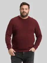 TOM TAILOR Herren Plus Size - Strickpullover aus Baumwolle, rot, Meliert – Bild 4