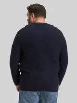 TOM TAILOR Herren Plus Size - Strickpullover mit Rundhalsausschnitt, blau, Uni – Bild 5