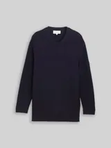 TOM TAILOR Herren Plus Size - Strickpullover mit Rundhalsausschnitt, blau, Uni – Bild 3