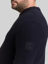 TOM TAILOR Herren Plus Size - Strickpullover mit Rundhalsausschnitt, blau, Uni – Bild 6