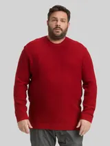 TOM TAILOR Herren Plus Size - Strickpullover mit Rundhalsausschnitt, rot, Uni – Bild 4