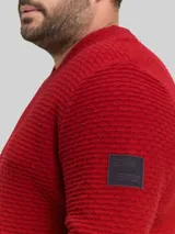 TOM TAILOR Herren Plus Size - Strickpullover mit Rundhalsausschnitt, rot, Uni – Bild 6