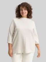 TOM TAILOR Damen Plus Size - Sweatshirt mit Stehkragen, beige, Meliert – Bild 4