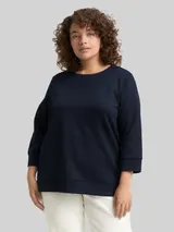 TOM TAILOR Damen Plus Size - Boxy Fit Sweatshirt, blau, Uni – Bild 4