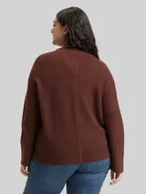 TOM TAILOR Damen Plus Size - Oversize Cardigan mit Rundhalsausschnitt, braun, Meliert – Bild 5