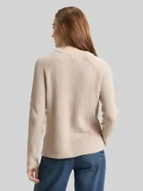 TOM TAILOR Damen Strickpullover mit V-Ausschnitt, braun, Meliert – Bild 5