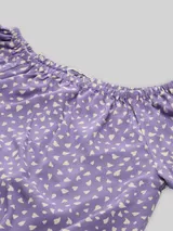 TOM TAILOR Mädchen Cropped Bluse mit Carmen-Ausschnitt, lila, Gemustert – Bild 4