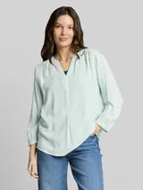 TOM TAILOR Damen Bluse mit Streifenmuster, grün, Gestreift – Bild 4