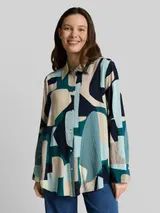 TOM TAILOR Damen Loose Fit Bluse mit Schleifen-Details, grün, Gemustert – Bild 4