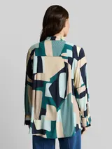 TOM TAILOR Damen Loose Fit Bluse mit Schleifen-Details, grün, Gemustert – Bild 5