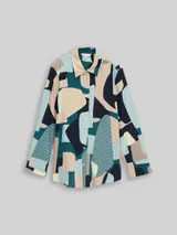 TOM TAILOR Damen Loose Fit Bluse mit Schleifen-Details, grün, Gemustert – Bild 3