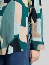 TOM TAILOR Damen Loose Fit Bluse mit Schleifen-Details, grün, Gemustert – Bild 6