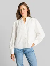 TOM TAILOR Damen Loose Fit Bluse mit Stickerei, weiß, Uni – Bild 4
