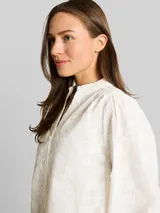 TOM TAILOR Damen Loose Fit Bluse mit Stickerei, weiß, Uni – Bild 6