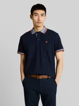 TOM TAILOR Herren Piqué Poloshirt mit Logo-Print, blau, Uni – Bild 4