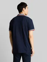 TOM TAILOR Herren Piqué Poloshirt mit Logo-Print, blau, Uni – Bild 5