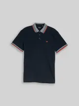 TOM TAILOR Herren Piqué Poloshirt mit Logo-Print, blau, Uni – Bild 3