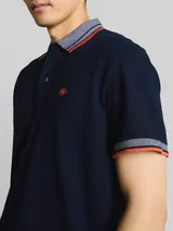 TOM TAILOR Herren Piqué Poloshirt mit Logo-Print, blau, Uni – Bild 6