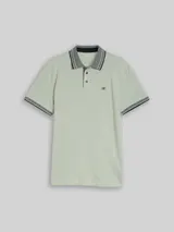 TOM TAILOR Herren Piqué Poloshirt mit Logo-Print, grün, Uni – Bild 3