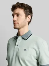 TOM TAILOR Herren Piqué Poloshirt mit Logo-Print, grün, Uni – Bild 6