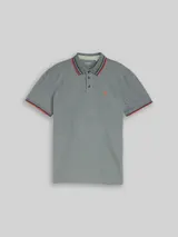 TOM TAILOR Herren Piqué Poloshirt mit Logo-Print, grün, Meliert – Bild 3