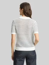 TOM TAILOR Damen Strickpullover mit Polokragen, weiß, Gestreift – Bild 5