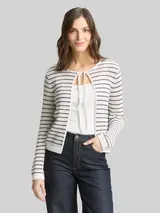 TOM TAILOR Damen Cardigan mit Streifenmuster, weiß, Gestreift – Bild 4