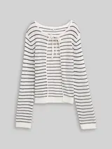 TOM TAILOR Damen Cardigan mit Streifenmuster, weiß, Gestreift – Bild 3