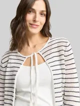 TOM TAILOR Damen Cardigan mit Streifenmuster, weiß, Gestreift – Bild 6