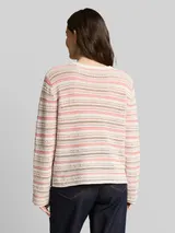 TOM TAILOR Damen Loose Fit Strickpullover mit Streifenmuster, rosa, Gestreift – Bild 5