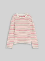 TOM TAILOR Damen Loose Fit Strickpullover mit Streifenmuster, rosa, Gestreift – Bild 3