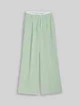 TOM TAILOR DENIM Damen Wide Leg Hose im 2-in-1-Look, grün, Uni – Bild 3