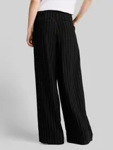 TOM TAILOR DENIM Damen Wide Leg Hose mit Leinenanteil, schwarz, Gestreift – Bild 5